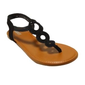 Mixit Black Tan Slingback Thong Sandals Sz 8.5M